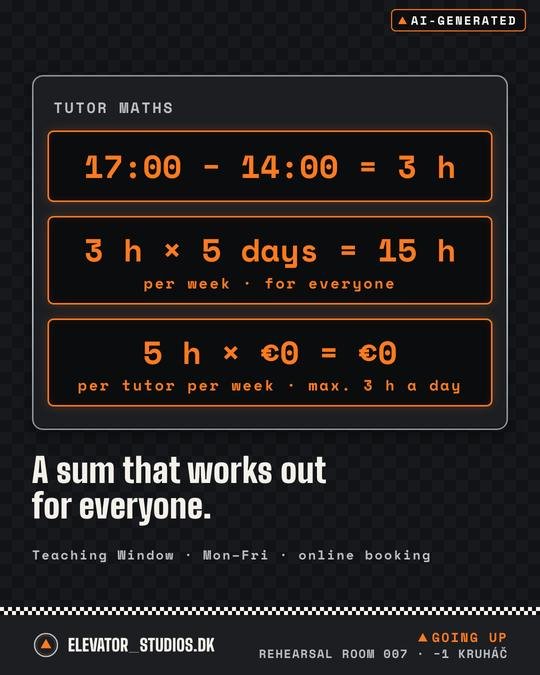 Tutor maths. Elevator_Studios.DK visual, AI-generated.