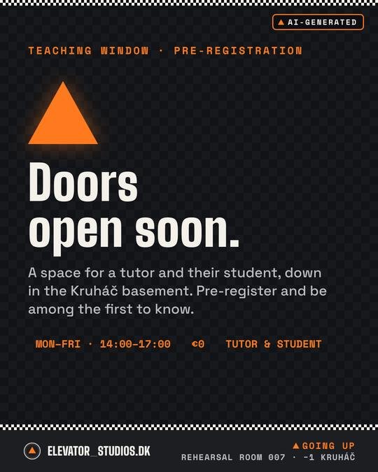 Doors open soon. Elevator_Studios.DK visual, AI-generated.