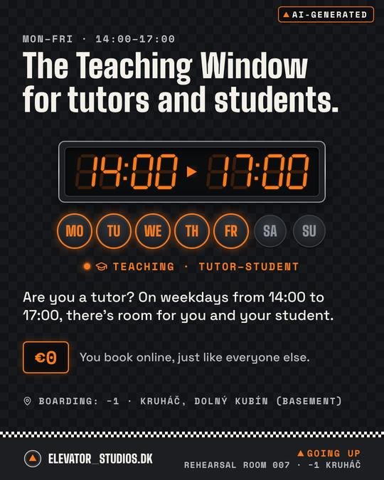 The Teaching Window for tutors and students. Elevator_Studios.DK visual, AI-generated.