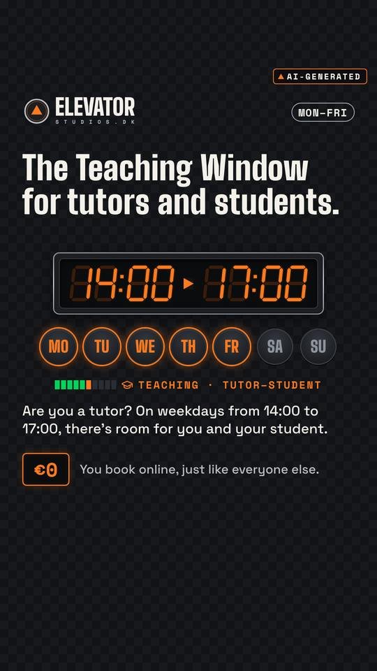 The Teaching Window for tutors and students. Elevator_Studios.DK visual, AI-generated.