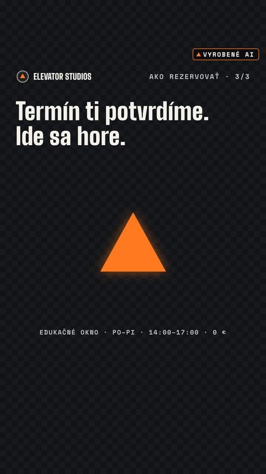 Ako rezervovať edukáciu · 3/3. Vizuál Elevator Studios, vyrobené AI.