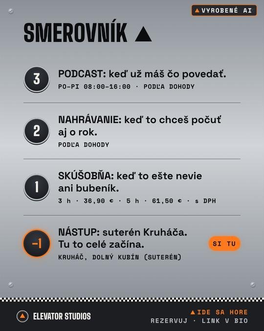 Smerovník pre kapely. Vizuál Elevator Studios, vyrobené AI.