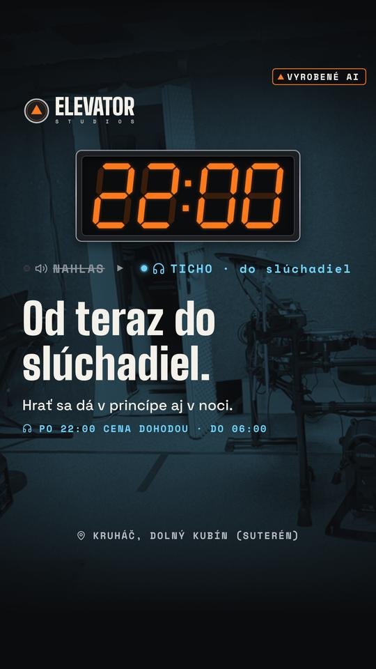 22:00: od teraz do slúchadiel. Vizuál Elevator Studios, vyrobené AI.